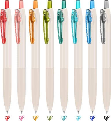 Colored Gel Ink Pens 0.5mm 8 Colors Retractable Quick Dry Colorful Ink Pen Fine Point Smooth Wri