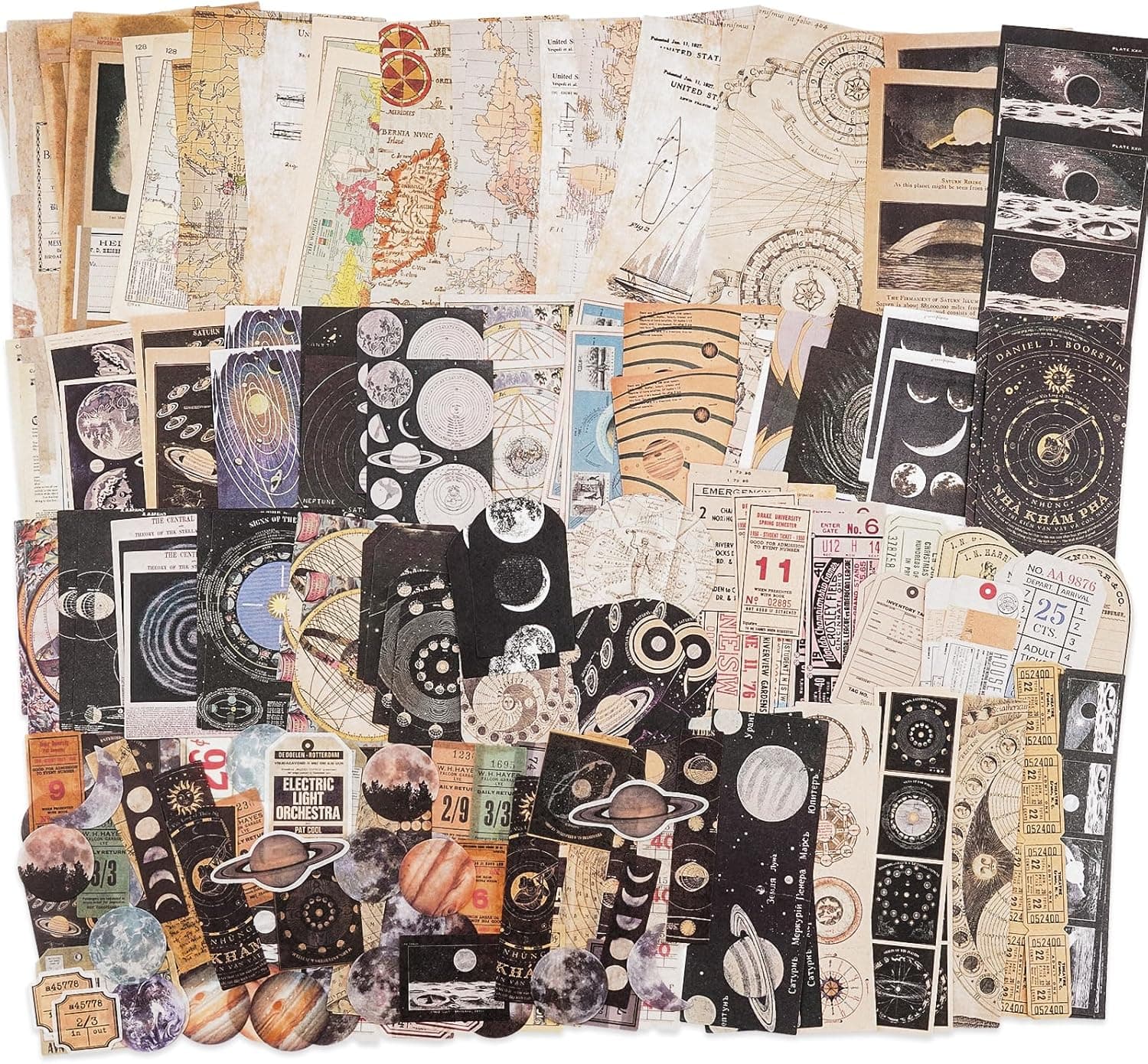 Knaid Vintage Scrapbook Supplies Pack (200 Pieces)
