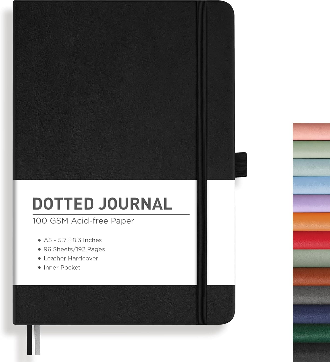 RETTACY Dotted Journal Notebook, 256 Pages, A5 Medium Size (5.7'' × 8.3''), Leather Hardcover