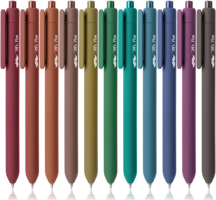 Mr. Pen- Retractable Gel Pens, 11 Pack, Dark Vintage Color Ink, Fine Point 0.7 mm, Fast Dry