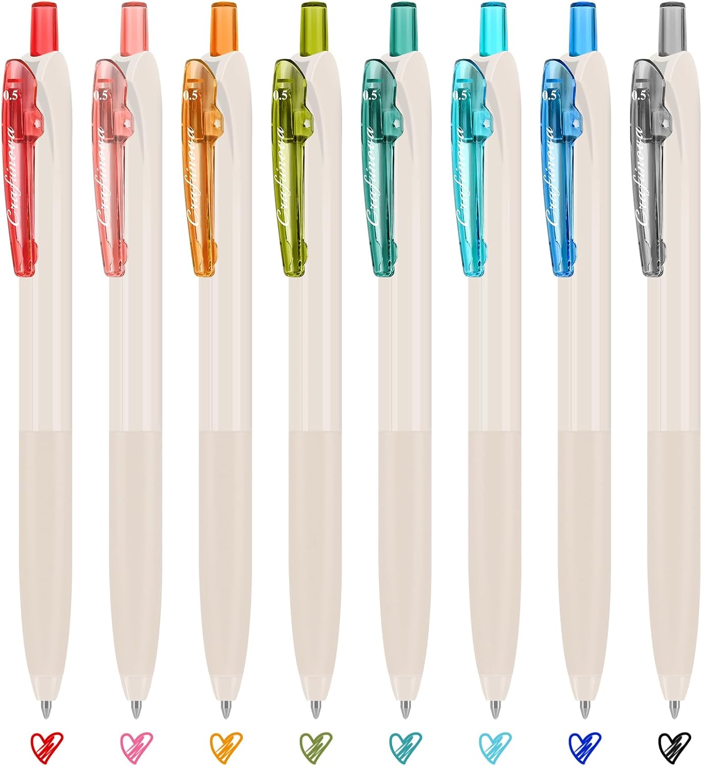 Colored Gel Ink Pens 0.5mm 8 Colors Retractable Quick Dry Colorful Ink Pen Fine Point Smooth Wri
