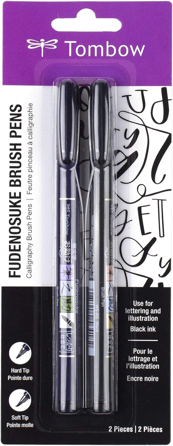 Tombow Fudenosuke Brush Pen, 2-Pack